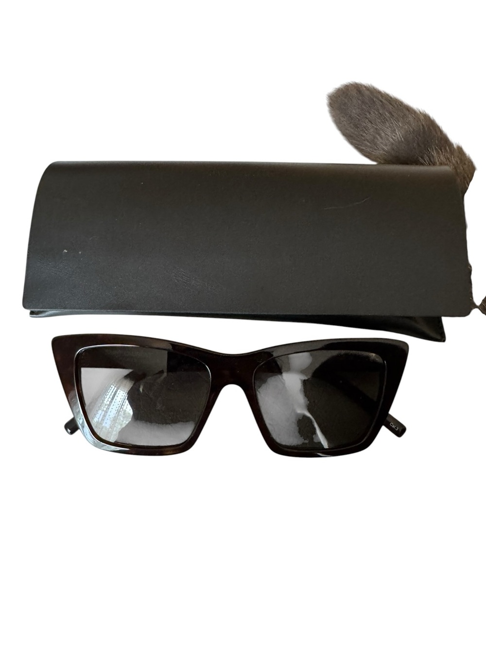 Saint Laurent Tortoiseshell Cat Eye Sunglasses - Dark Brown Frames - Picture 4 of 4